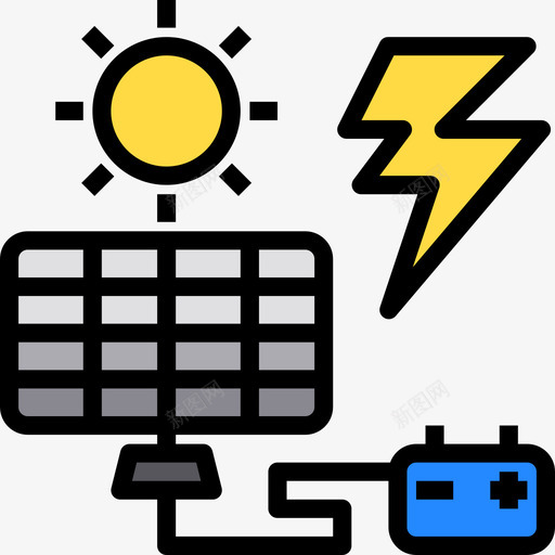 太阳能电池电2线性颜色图标svg_新图网 https://ixintu.com 太阳能电池 线性 颜色