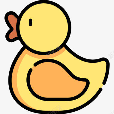 鸭子儿童玩具12线性颜色图标图标
