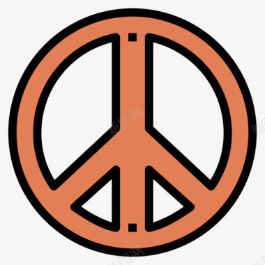 和平主义嬉皮士和和平3线性颜色图标图标