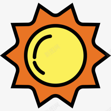 太阳生态14线性颜色图标图标