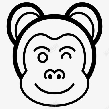 眨眼猴表情符号情感图标图标