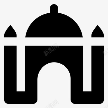 清真寺建筑礼拜堂图标图标