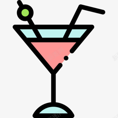 鸡尾酒自由时间13线性颜色图标图标