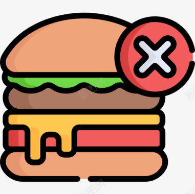 垃圾食品营养5原色图标图标