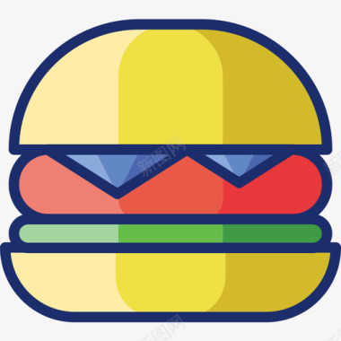 汉堡食品饮料7线性颜色图标图标