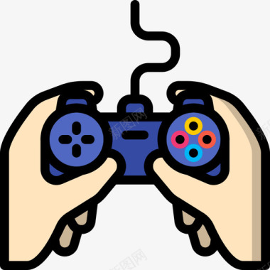 控制器电脑游戏4线性颜色图标图标