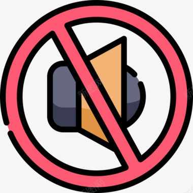 没有声音信号禁止5线颜色图标图标