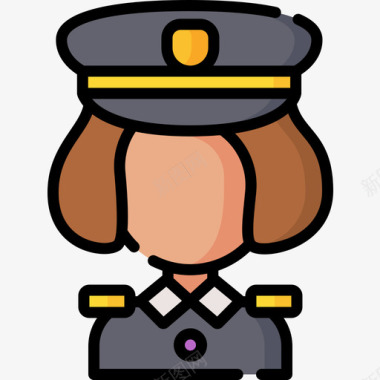 警官女权主义11直系肤色图标图标