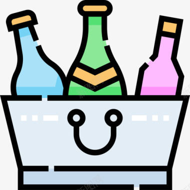 水桶派对和庆祝活动线性颜色图标图标