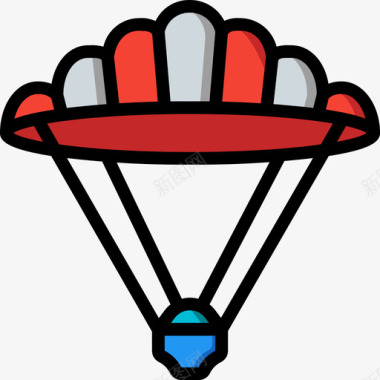 降落伞冒险运动16线性颜色图标图标