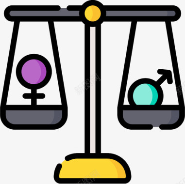平等女权主义11线性色彩图标图标