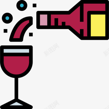 葡萄酒晚餐3原色图标图标