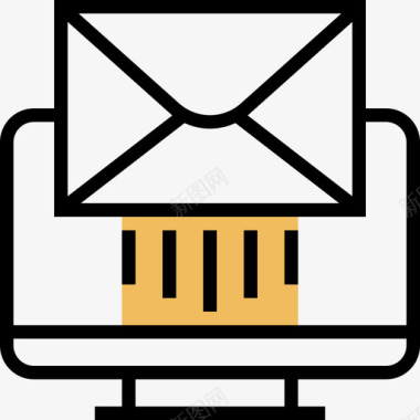 电子邮件邮政元素5黄色阴影图标图标