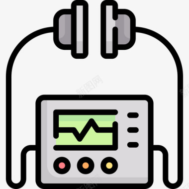 除颤器急救服务25线性颜色图标图标