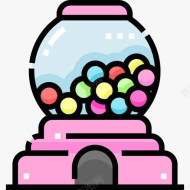 口香糖糖果7线性颜色图标图标