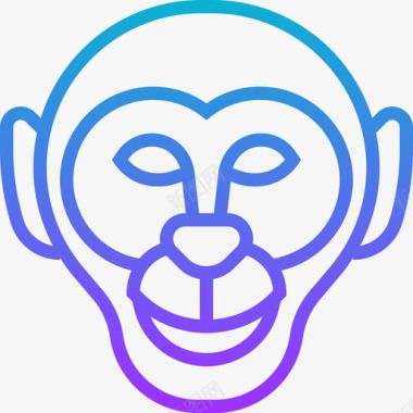 猴子动物头3梯度图标图标