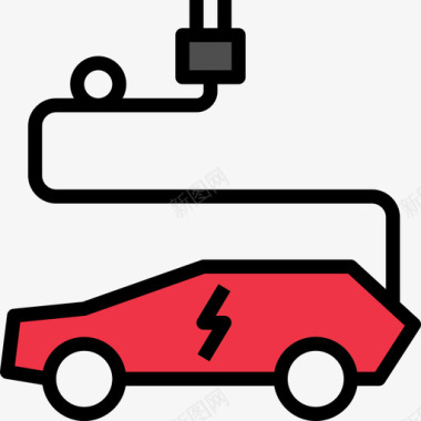 电动汽车智能装置2线性颜色图标图标