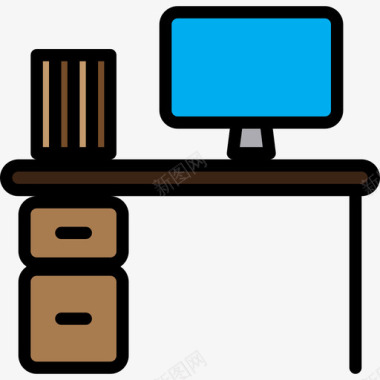 书桌家具和家居装饰5线颜色图标图标