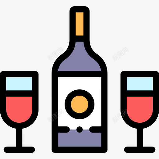 酒瓶葡萄酒3线性颜色图标svg_新图网 https://ixintu.com 线性颜色 葡萄酒3 酒瓶
