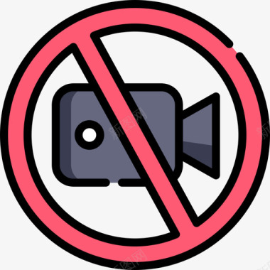 无视频信号禁止5线性颜色图标图标
