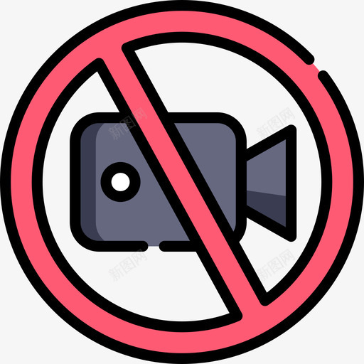 无视频信号禁止5线性颜色图标svg_新图网 https://ixintu.com 信号禁止5 无视频 线性颜色