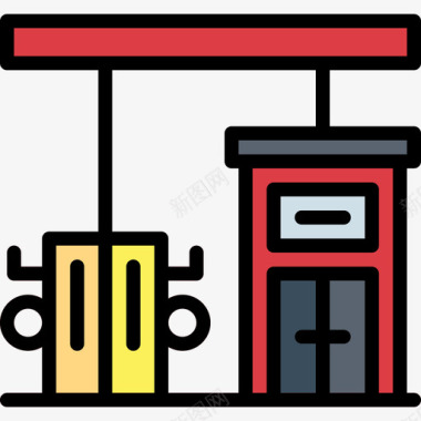 加油站汽车服务29线性颜色图标图标
