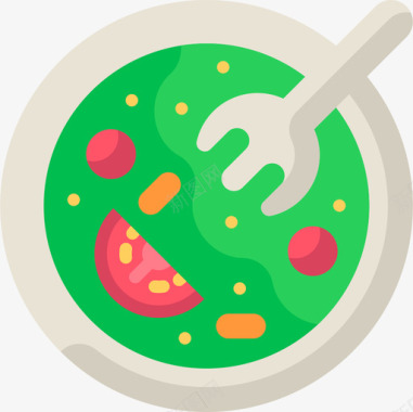 沙拉纯素食品5平淡图标图标
