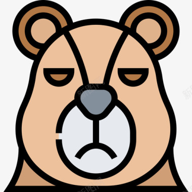 熊动物头4线形颜色图标图标
