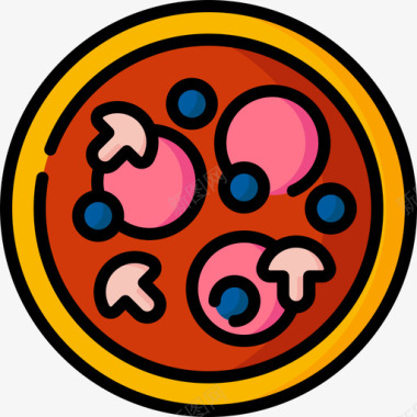 披萨派对庆祝13线性颜色图标图标