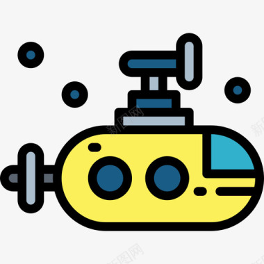 潜艇机器人机器3线性颜色图标图标
