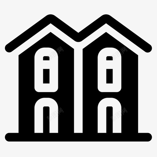 联排别墅房屋类型15已填充图标svg_新图网 https://ixintu.com 填充 房屋 类型 联排别墅