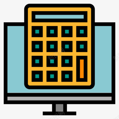 计算器电子商务91线性颜色图标图标