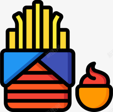 炸薯条烤肉4原色图标图标