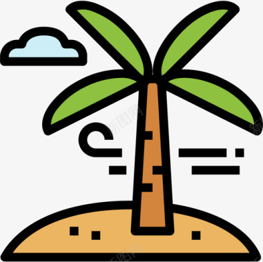 棕榈树夏季60线形颜色图标图标