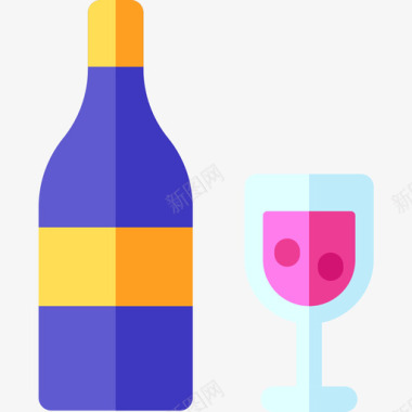 葡萄酒新年45平淡图标图标