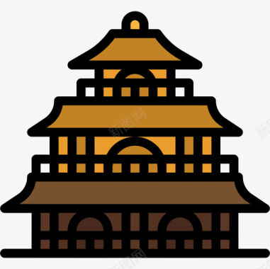 宫殿日本53线性颜色图标图标