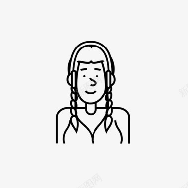 带辫子的女士戴着耳机辫子的女士戴着耳机节拍图标图标