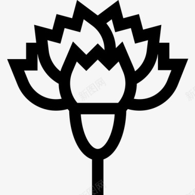 康乃馨花和植物线形图标图标