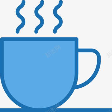 咖啡杯机场70蓝色图标图标