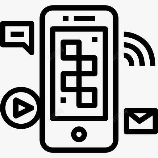 应用程序智能手机6线性图标svg_新图网 https://ixintu.com 应用程序 手机 智能 线性