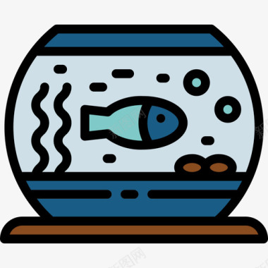鱼缸宠物店2线性颜色图标图标