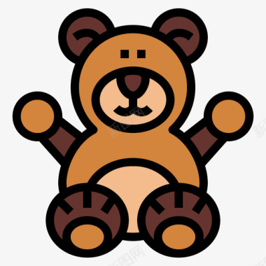 泰迪熊36岁直线颜色图标图标