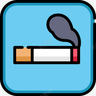 吸烟区禁止信号5线性颜色图标图标