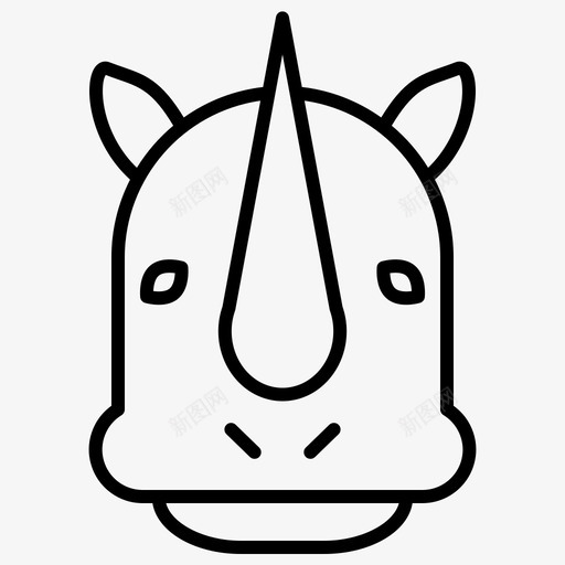 犀牛动物脸图标svg_新图网 https://ixintu.com 动物 犀牛