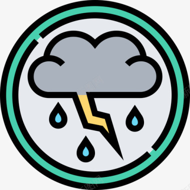 雷雨保险32线性颜色图标图标