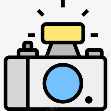 相机技术和电子线颜色图标图标