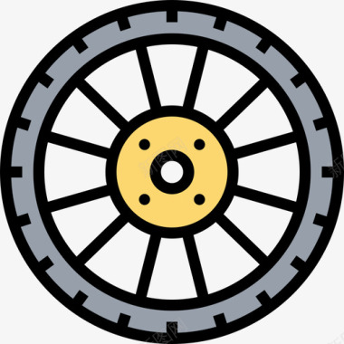 车轮汽车零件10线颜色图标图标