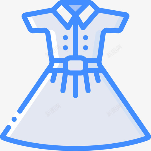 连衣裙50年代4蓝色图标svg_新图网 https://ixintu.com 50年代4 蓝色 连衣裙
