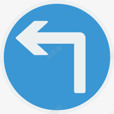 左转英国路标3号平坦图标图标