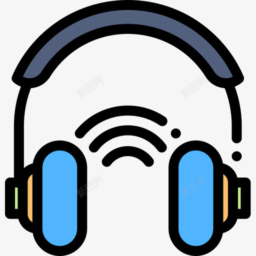 头戴式耳机51号技术线性颜色图标svg_新图网 https://ixintu.com 51号技术 头戴式耳机 线性颜色